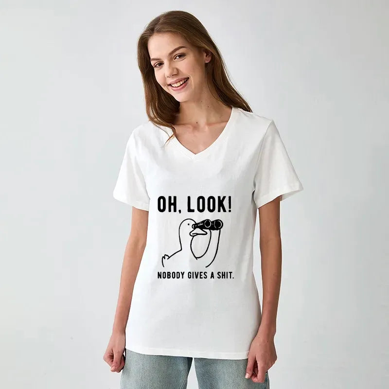 Kyoto-Lion No One Cares About The Duck V-Neck Classic T-Shirt