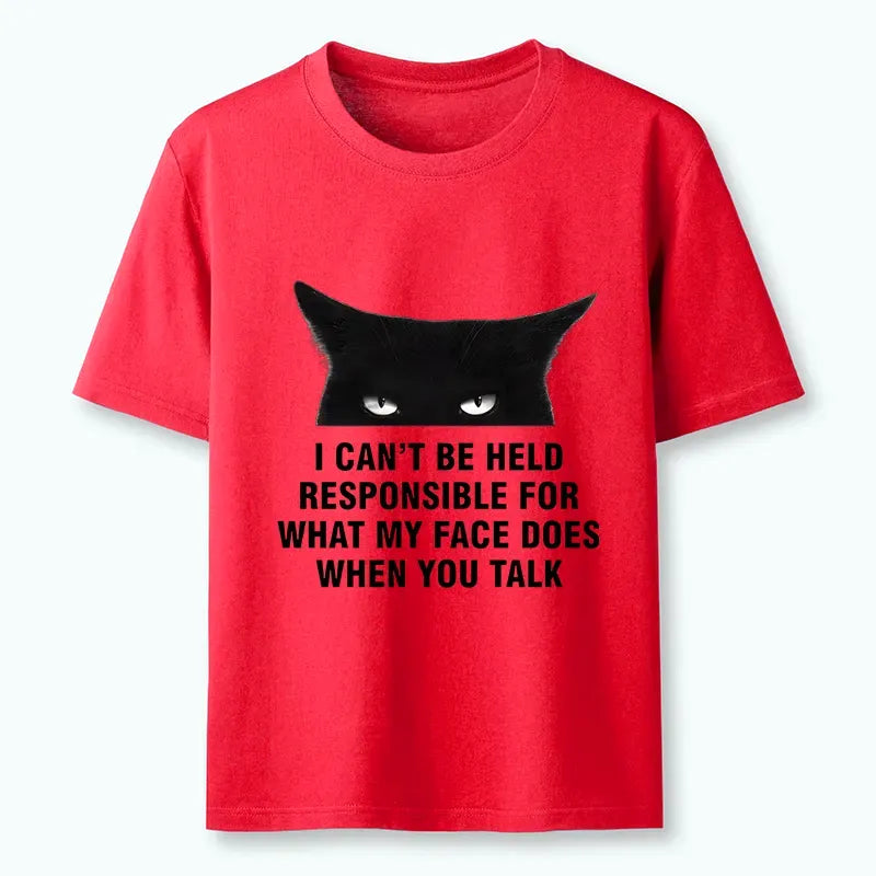 Retro Cat Expression Tee for Summer