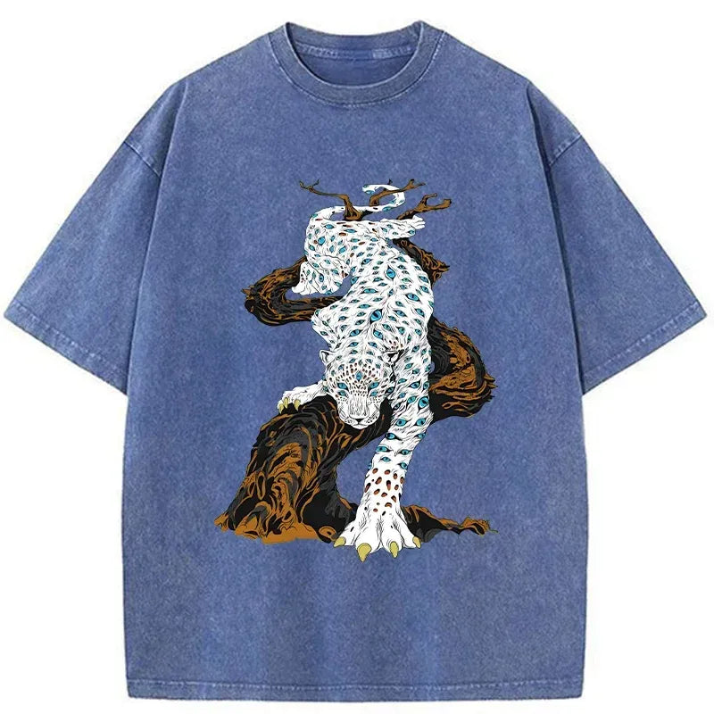 Kyoto-Lion Many-eyed Tiger Monster Washed T-Shirt