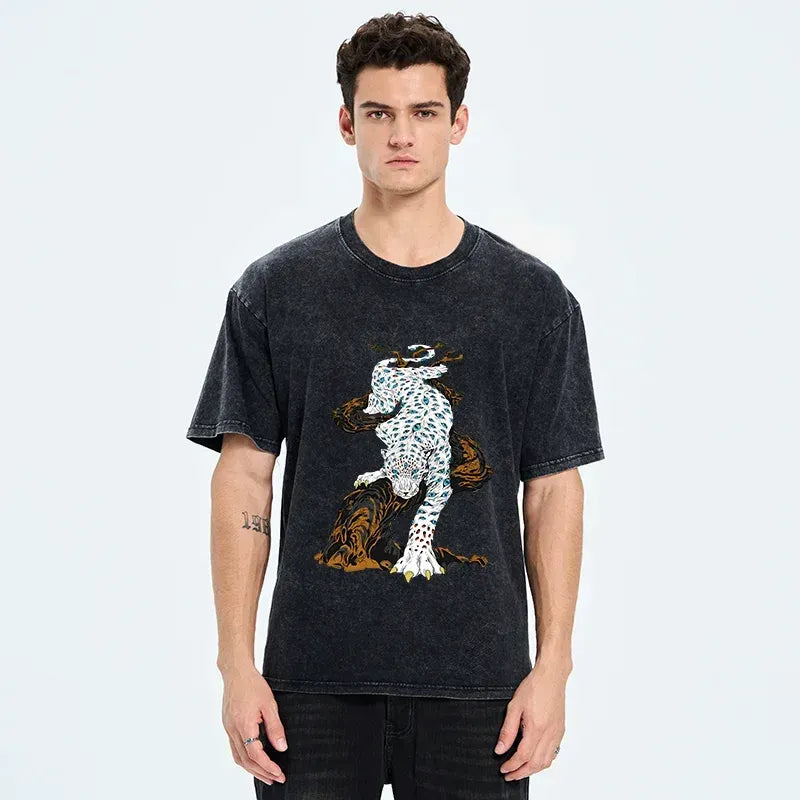 Washed Japanese Tiger T-Shirt for Men