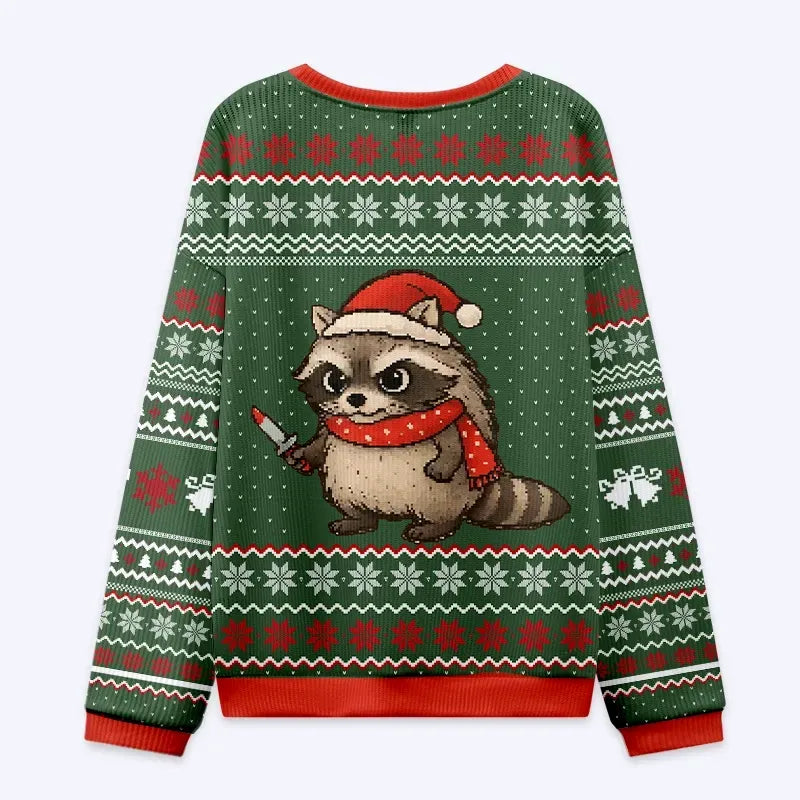 Kyoto-Lion Raccoons Need Snacks Funny Christmas Ugly Sweatshirt