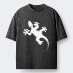 Gecko Silhouette Washed T-Shirt for Summer