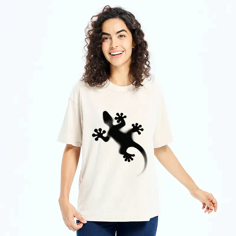 Kyoto-Lion Gecko Silhouette Washed T-Shirt