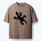 Gecko Silhouette Washed T-Shirt for Summer