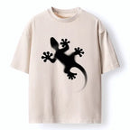 Gecko Silhouette Washed T-Shirt for Summer