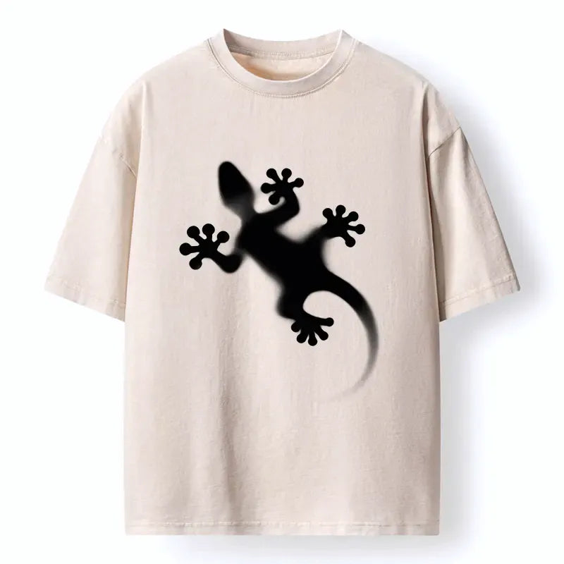 Gecko Silhouette Washed T-Shirt for Summer