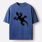 Gecko Silhouette Washed T-Shirt for Summer