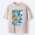 Washed Unisex T-Shirt with Ukiyo-e Lotus Print