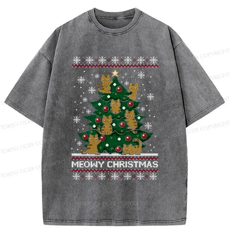 Japanese cat christmas tree t-shirt for gift