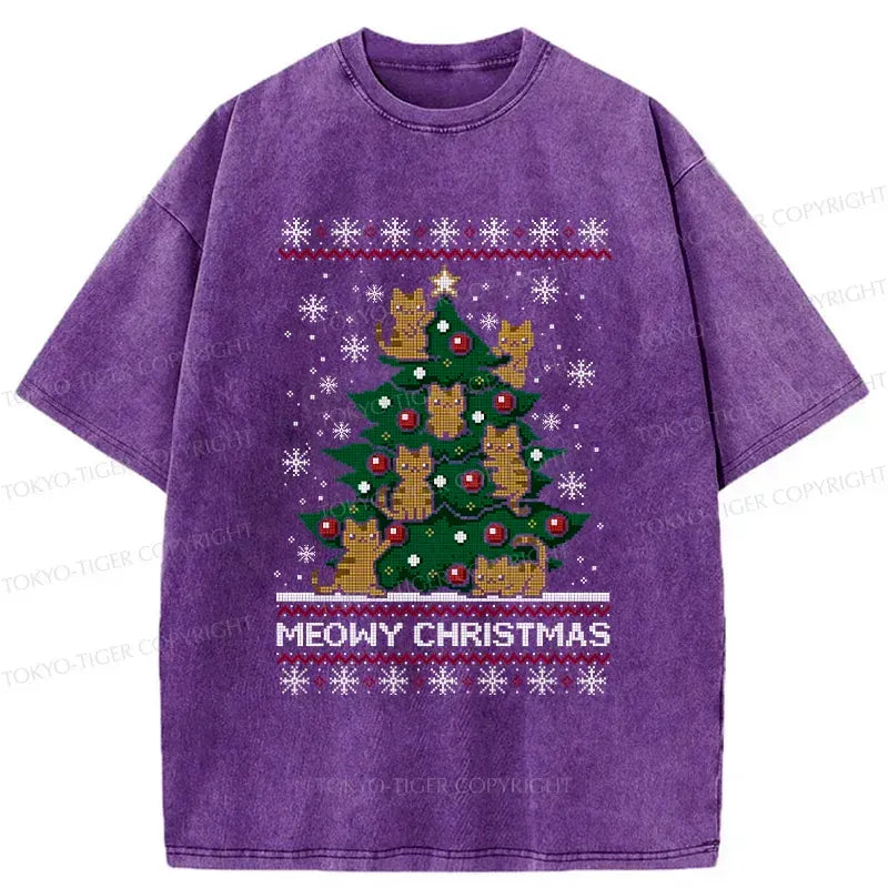 Japanese cat christmas tree t-shirt for gift