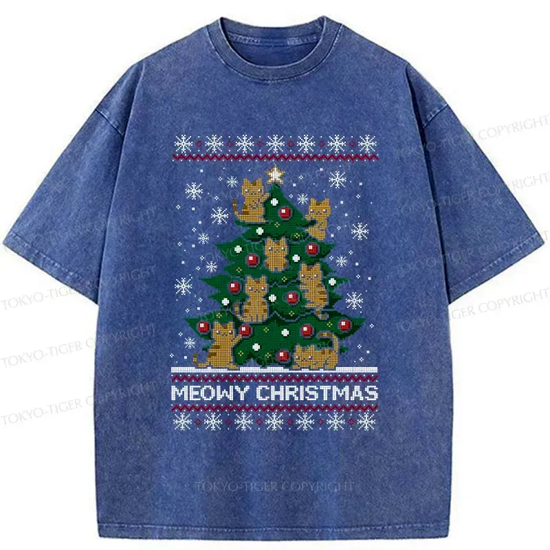 Japanese cat christmas tree t-shirt for gift