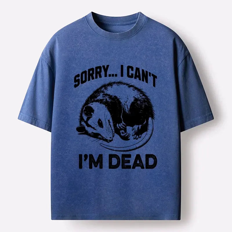Kyoto-Lion Funny Opossum Playing Dead Washed T-Shirt