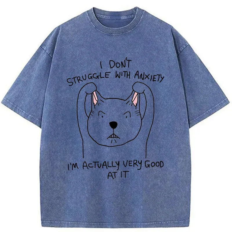 Washed cotton unisex cat t-shirt for summer