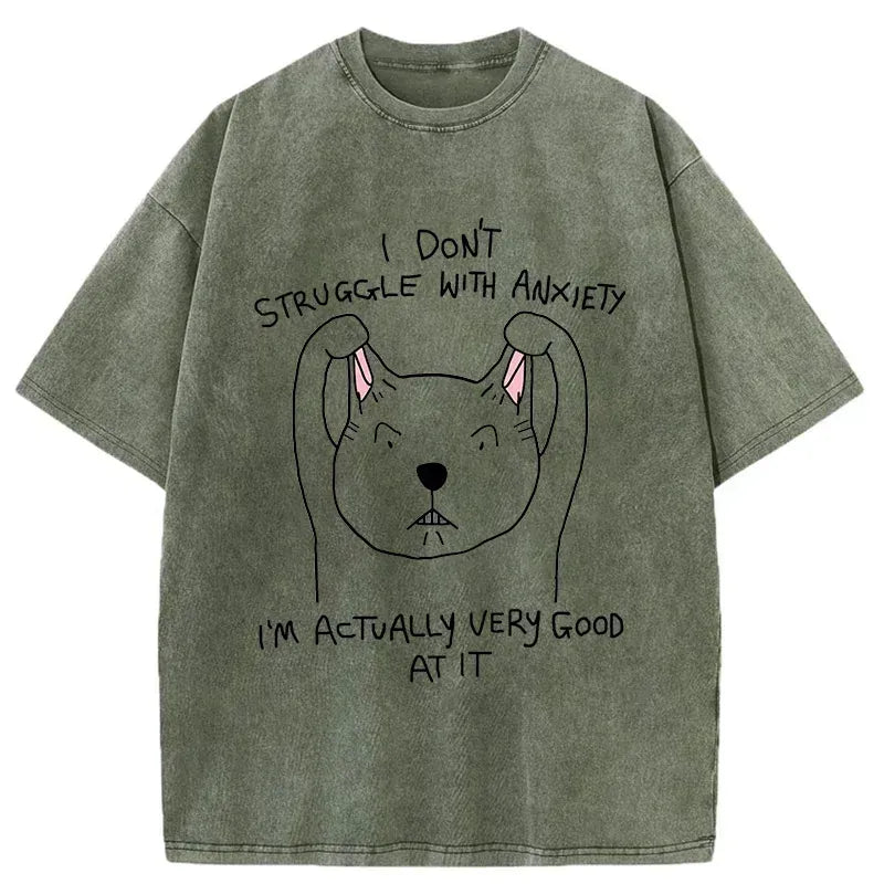 Kyoto-Lion Cats Without Anxiety Washed T-Shirt