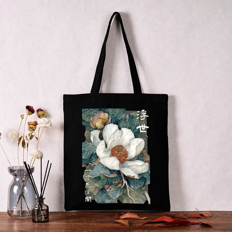 magnolia flower ukiyoe tote bag for spring