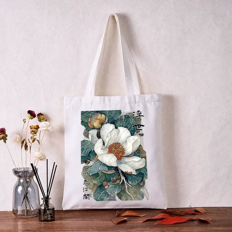 canvas ukiyoe tote bag for streetwear