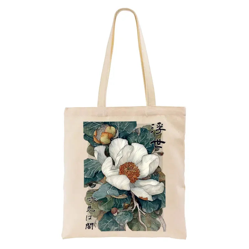canvas ukiyoe tote bag for streetwear