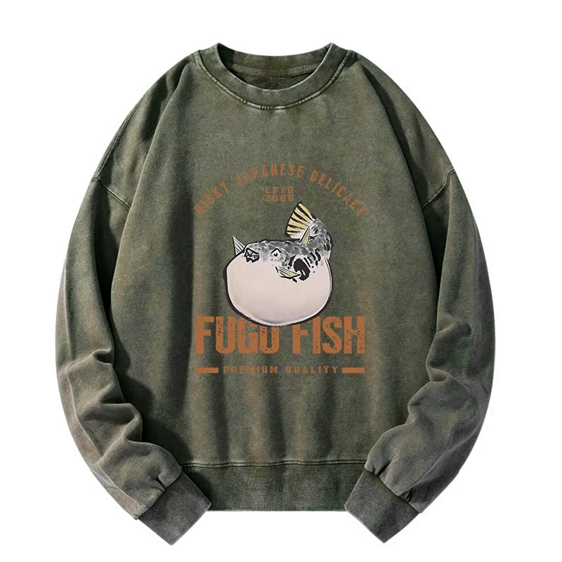 Japanese fugu fish sweatshirt for streetwear