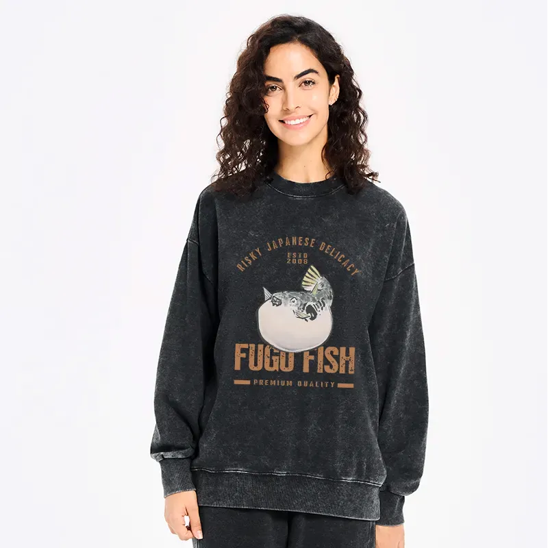 Japanese fugu fish sweatshirt for streetwear