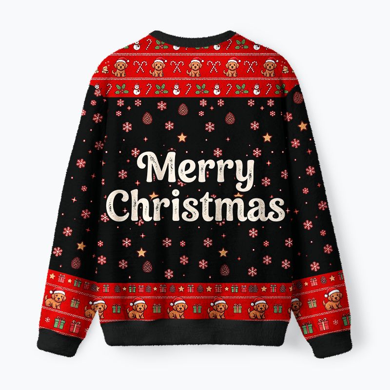 Kyoto-Lion Overstimulated But Festive Dog Fuzzy Christmas Ugly Sweatshirt