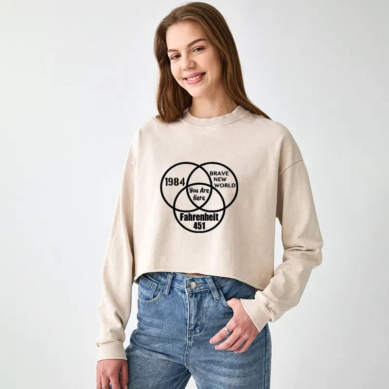 Kyoto-Lion Washed Crop Sweatshirt Gift for Her