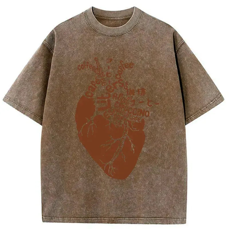 Kyoto-Lion Coffee Heart Washed T-Shirt