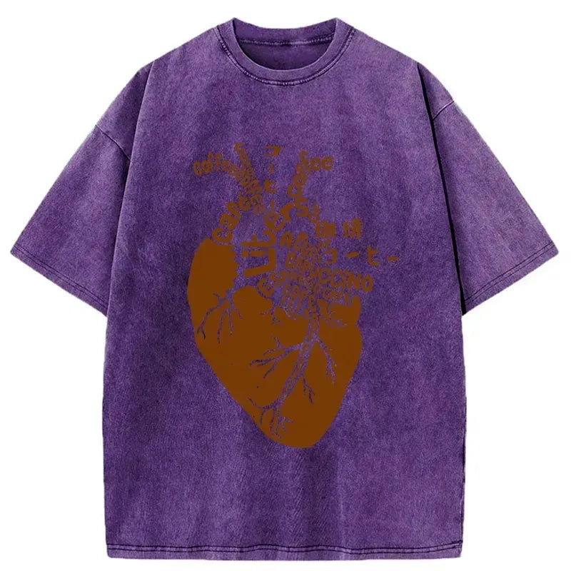 Kyoto-Lion Coffee Heart Washed T-Shirt
