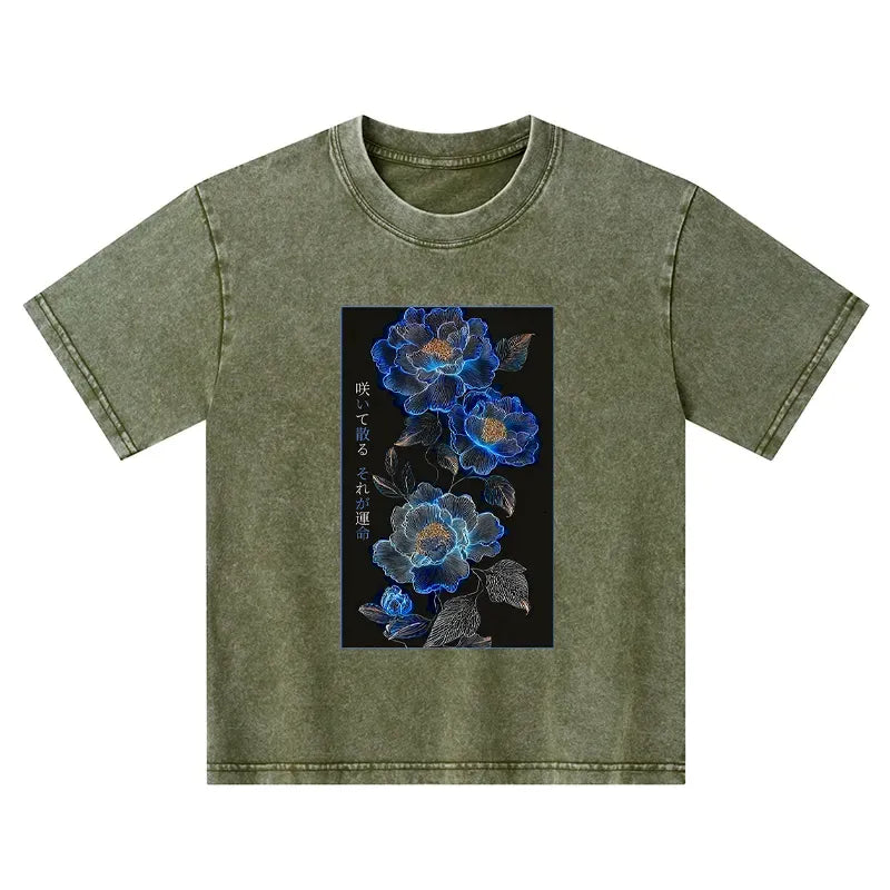 Kyoto-Lion The Sea Of Flowers In The Darkness Kids Washed T-Shirt