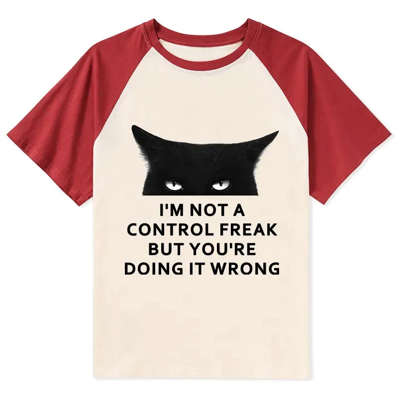 Kyoto-Lion Control Freak Funny Raglan T-shirt