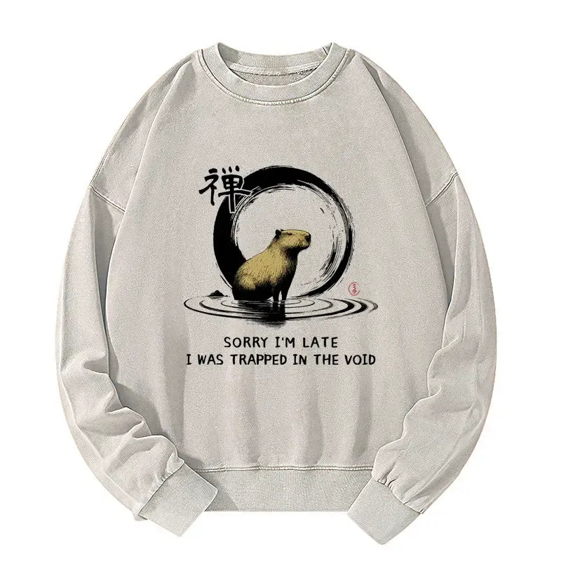 Kyoto-Lion Zen Capybara Was Trapped In The Void Washed Sweatshirt