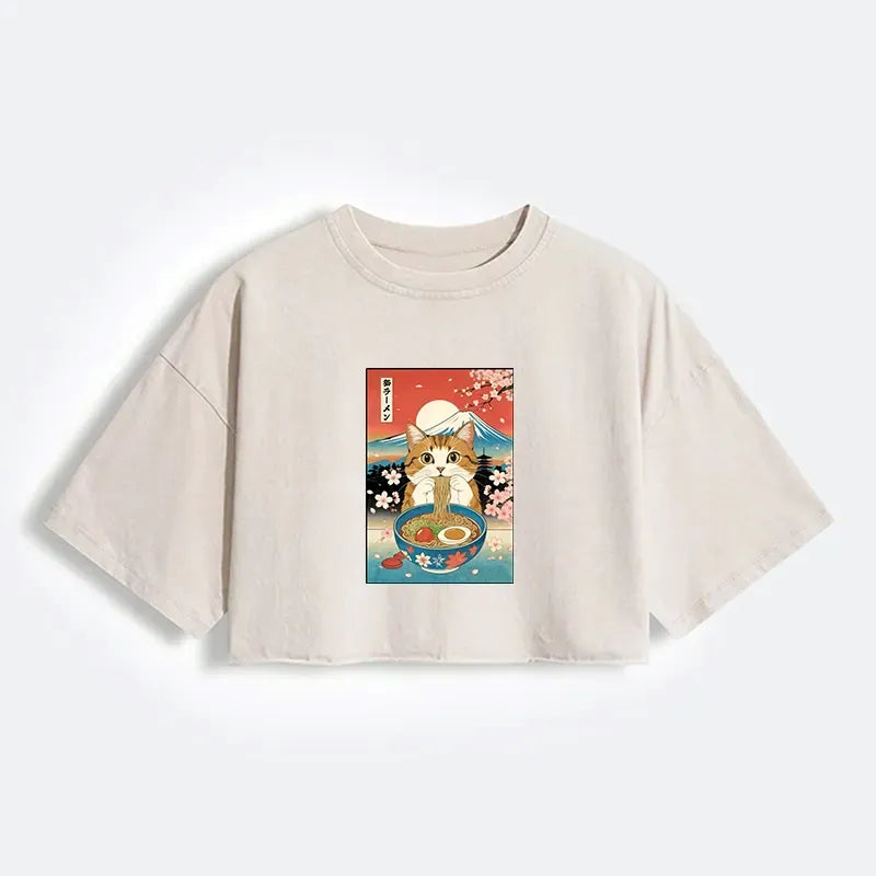 funny japanese cat ramen shirt