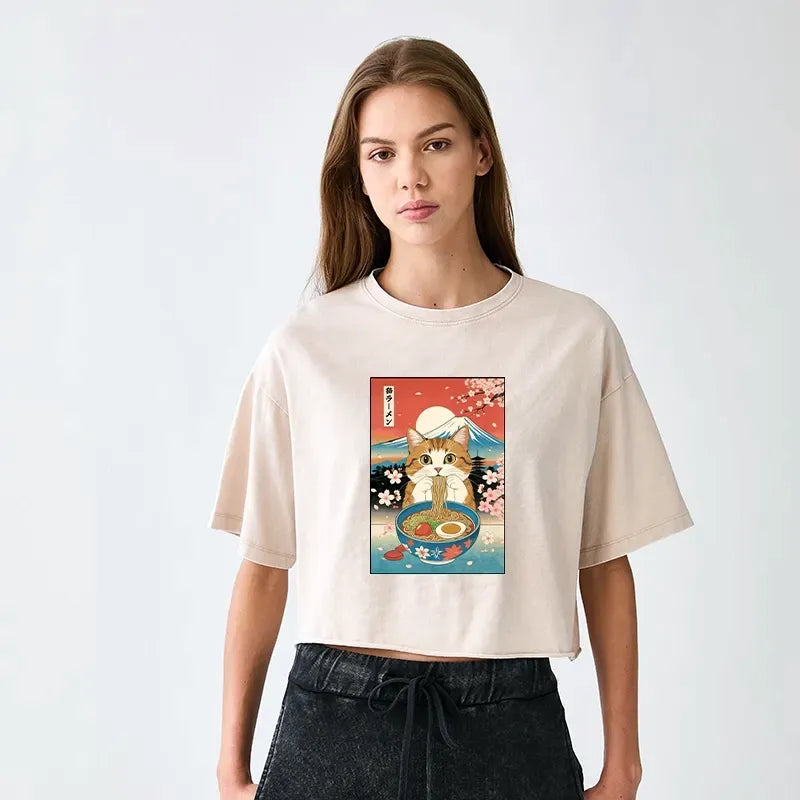 funny japanese cat ramen shirt