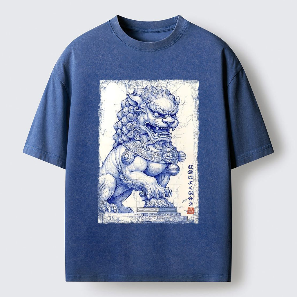 japanese ink painting lion t-shirt