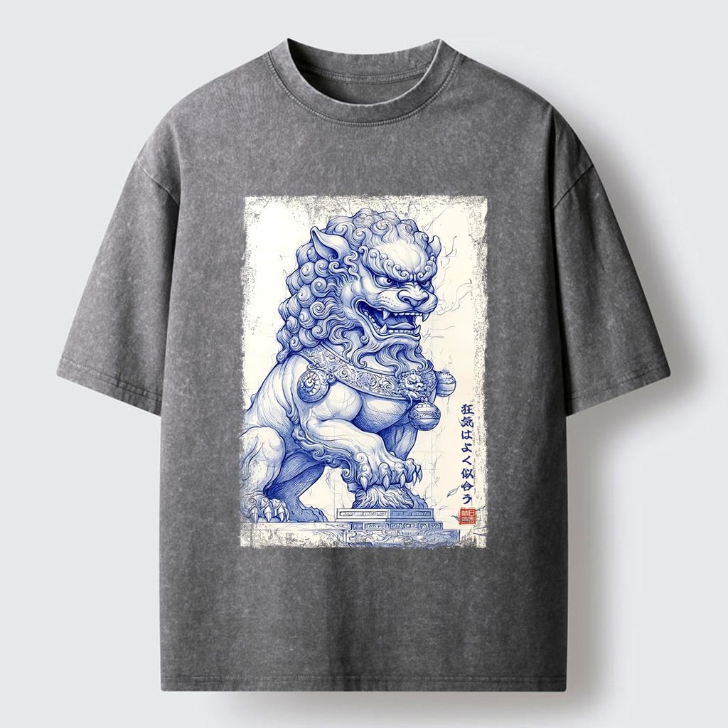 Kyoto-Lion Ink Painting£ºMadness Suits You Washed T-Shirt