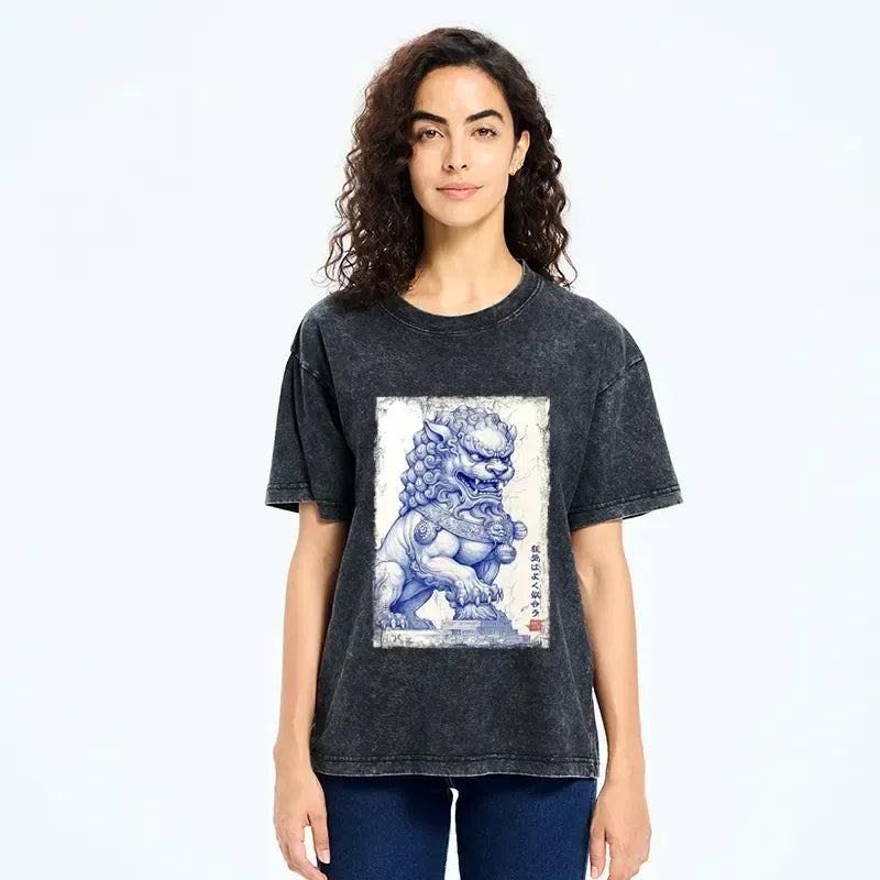 Kyoto-Lion Ink Painting£ºMadness Suits You Washed T-Shirt