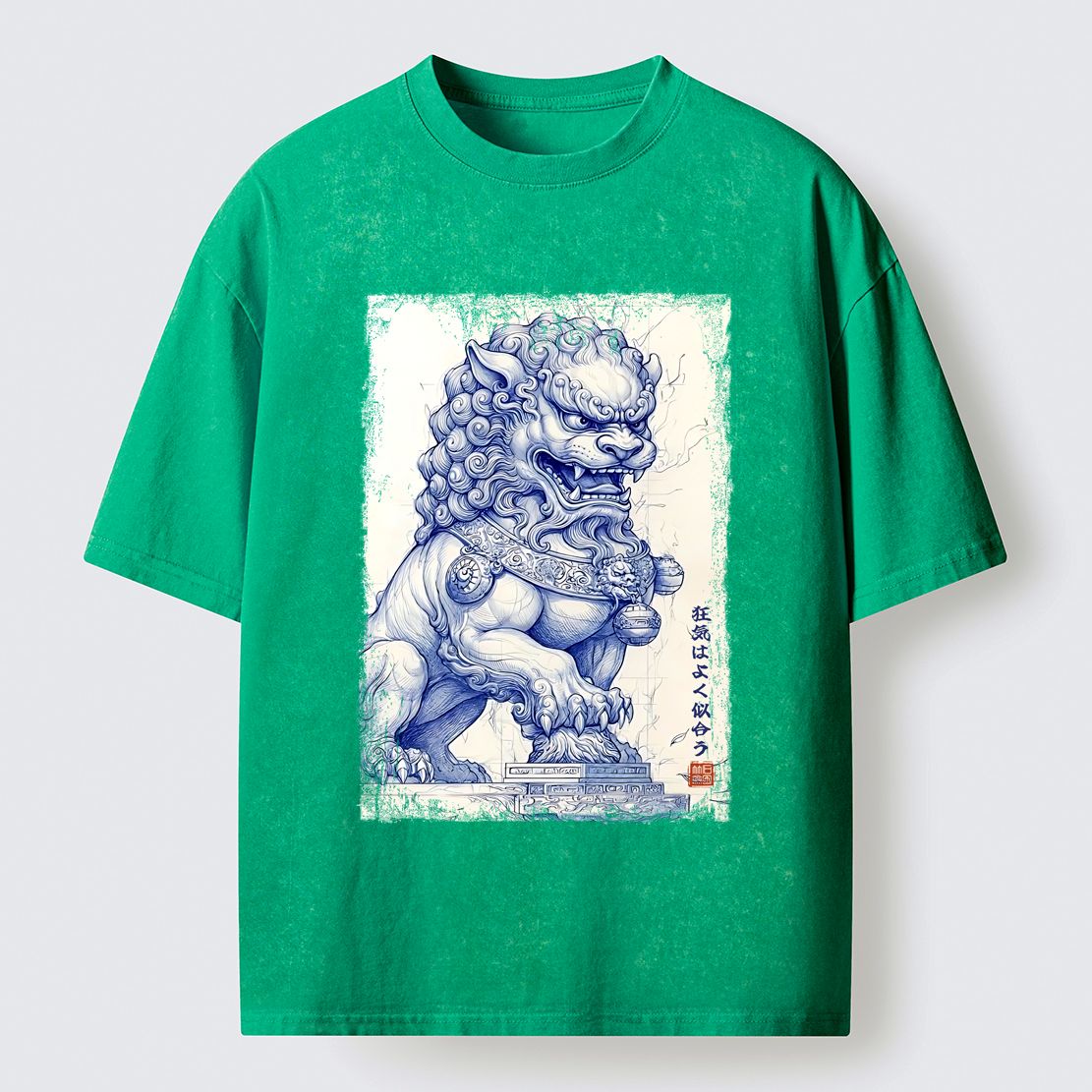 japanese ink painting lion t-shirt