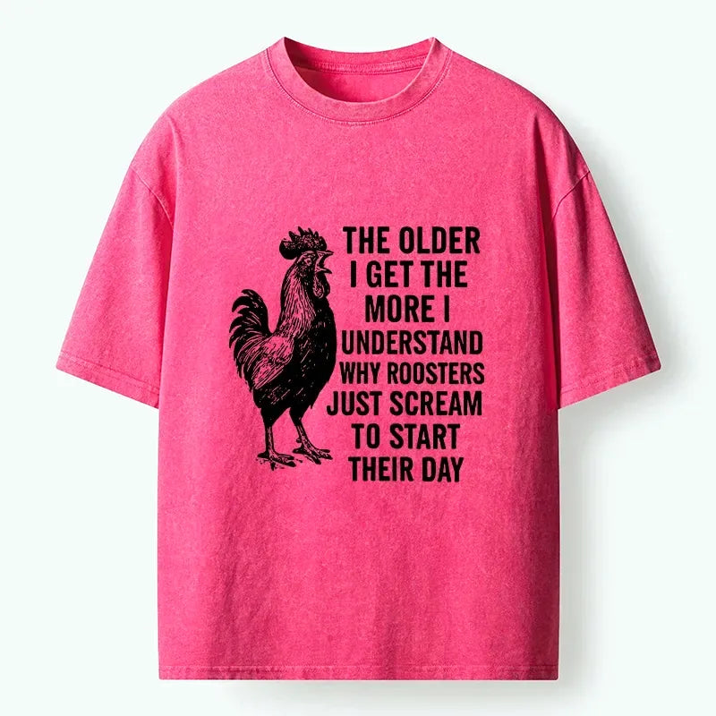 Kyoto-Lion Relatable Rooster Morning Scream Washed T-Shirt