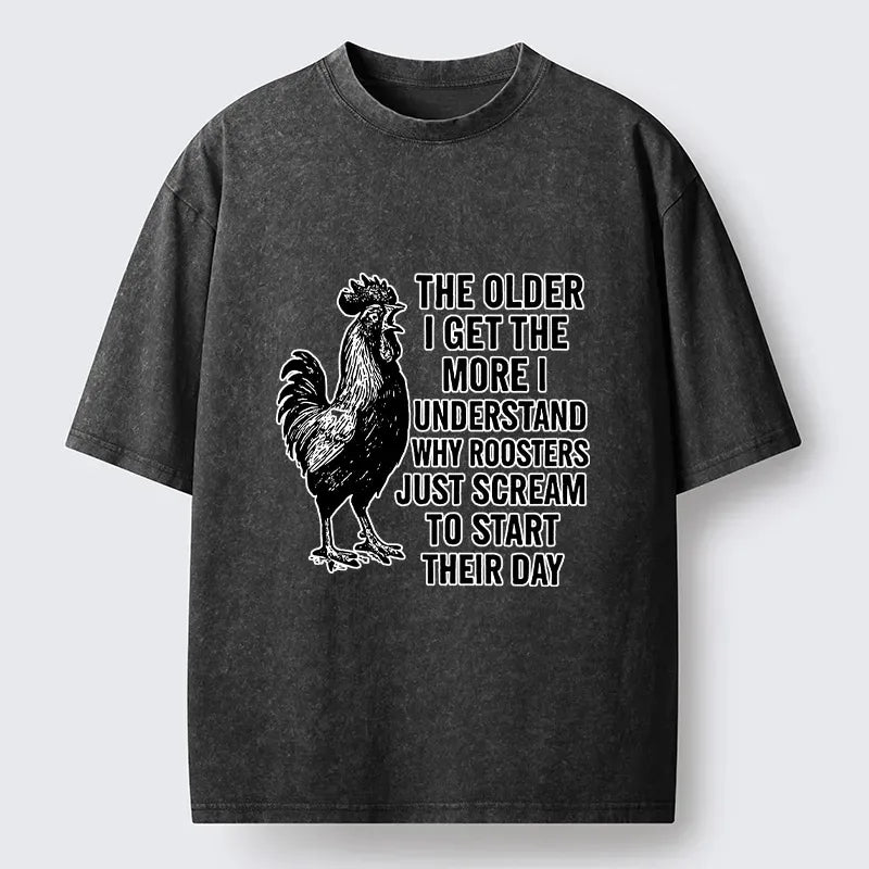 Kyoto-Lion Relatable Rooster Morning Scream Washed T-Shirt