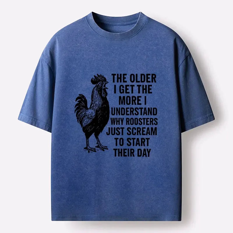 Kyoto-Lion Relatable Rooster Morning Scream Washed T-Shirt