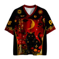 Cat Mesh Jersey with Red Spotted Mushrooms