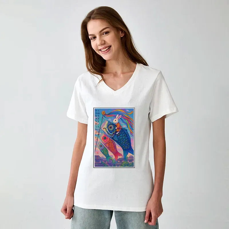 Ukiyoe Carp Streamer T-Shirt Unisex Casual