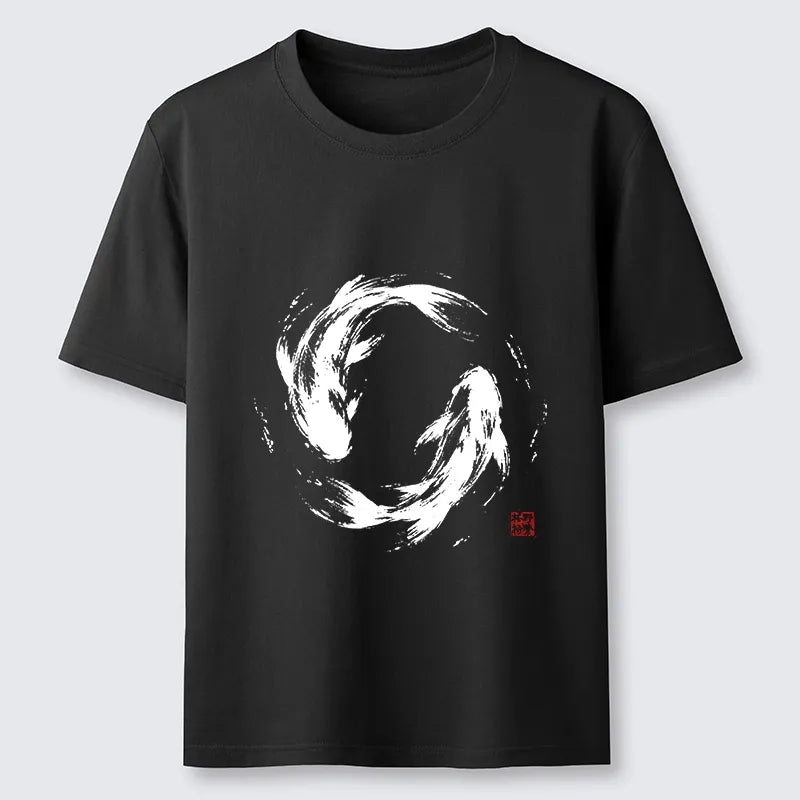 Kyoto-Lion Ink Koi Fish Circle Classic T-Shirt