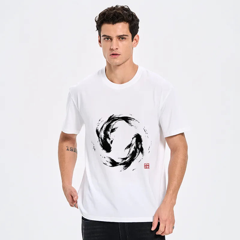 Kyoto-Lion Ink Koi Fish Circle Classic T-Shirt