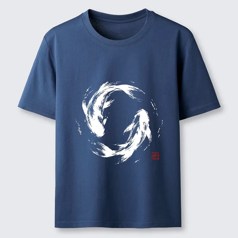 Kyoto-Lion Ink Koi Fish Circle Classic T-Shirt