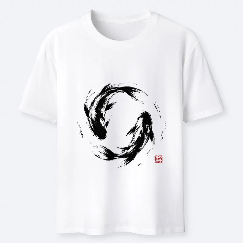 Kyoto-Lion Ink Koi Fish Circle Classic T-Shirt