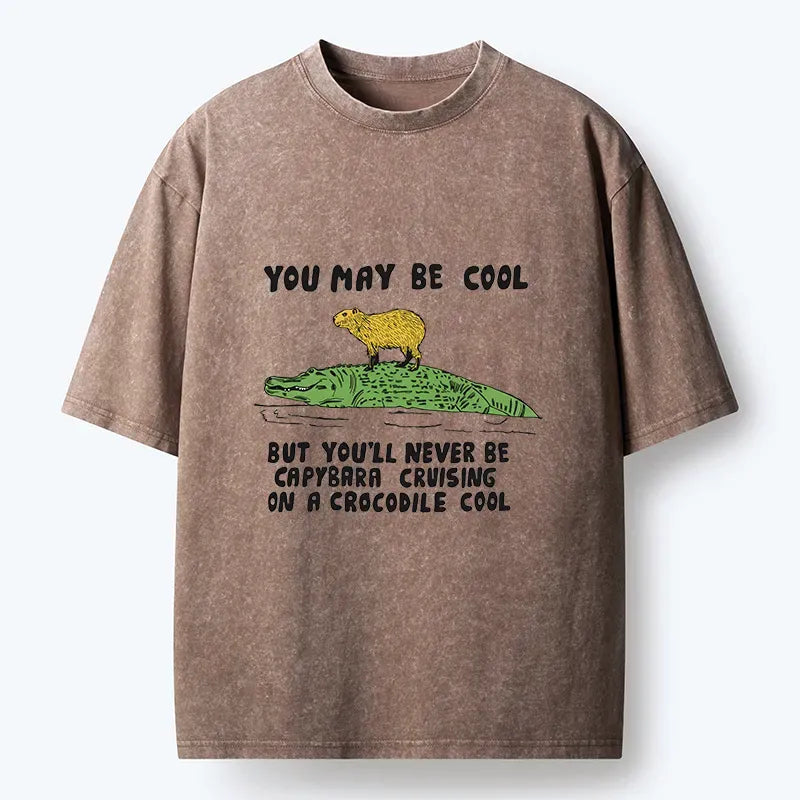 Japanese Style Funny Capybara Washed T-Shirt