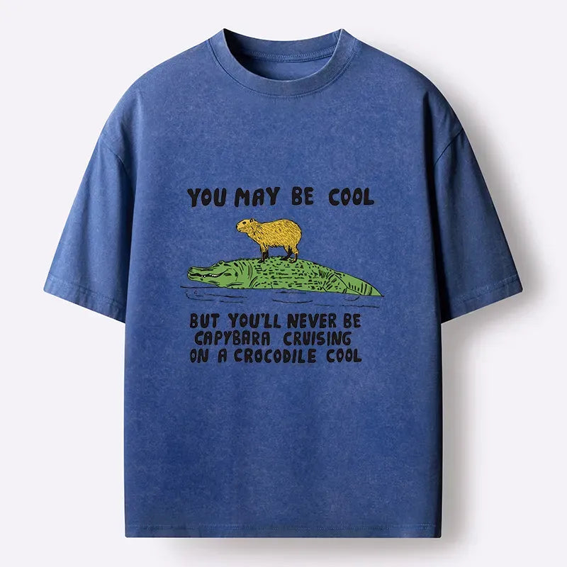 Kyoto-Lion Cool Capybara Funny Washed T-Shirt