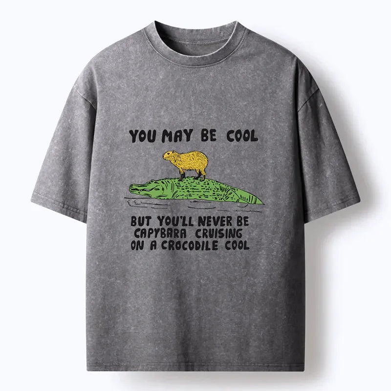 Kyoto-Lion Cool Capybara Funny Washed T-Shirt