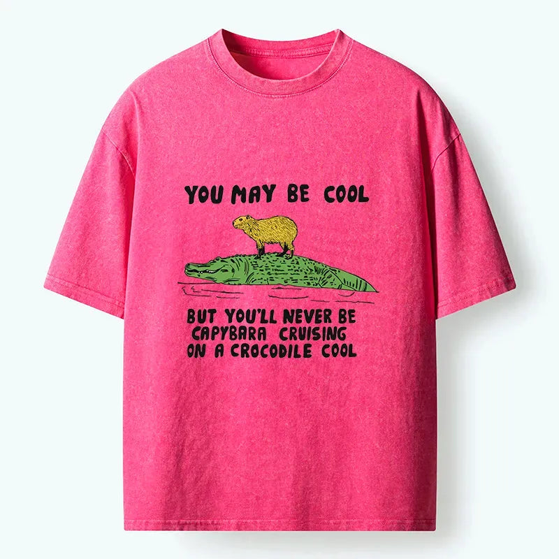 Kyoto-Lion Cool Capybara Funny Washed T-Shirt