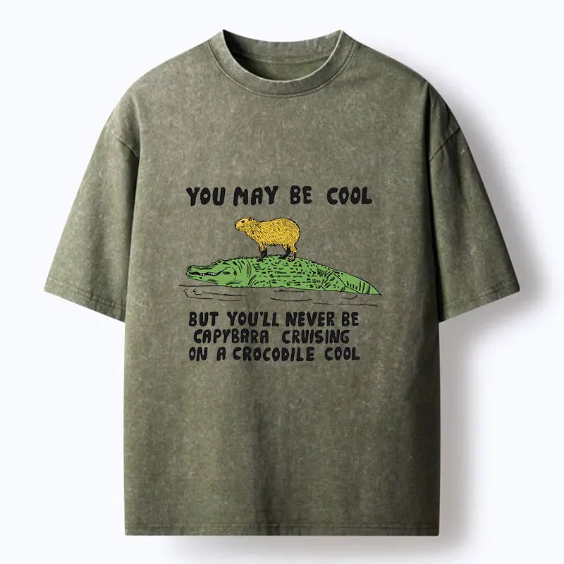 Kyoto-Lion Cool Capybara Funny Washed T-Shirt